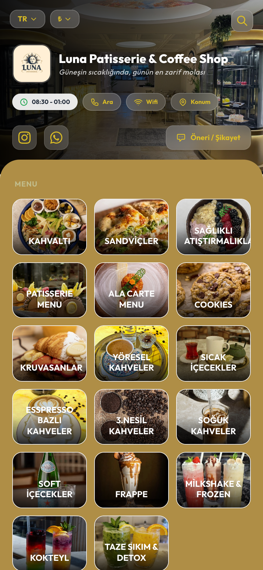 Luna Patisserie QR Menü Önizleme