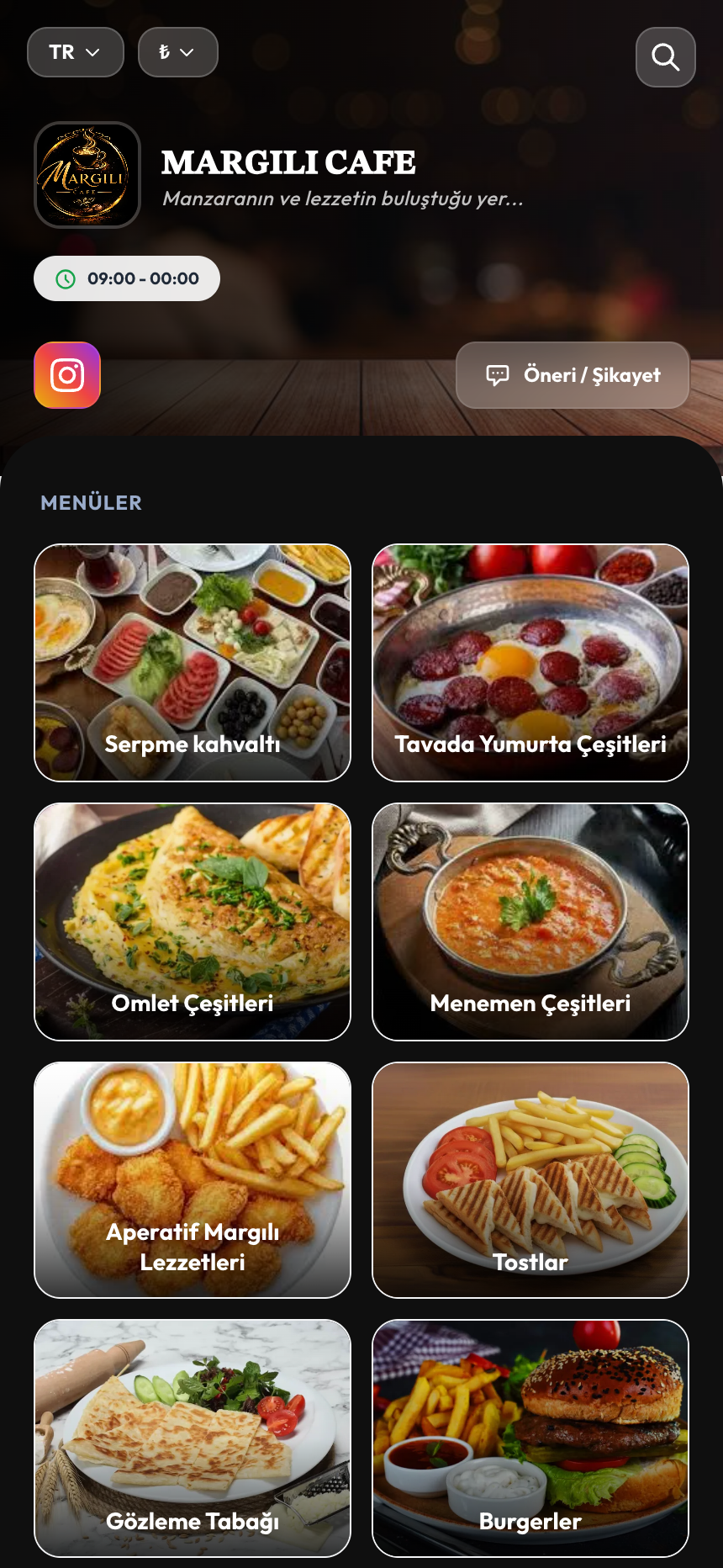 Margili Cafe QR Menü Önizleme